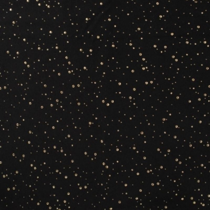 Coupon 3m Tissu Sweat Glitter Doré Fond Noir