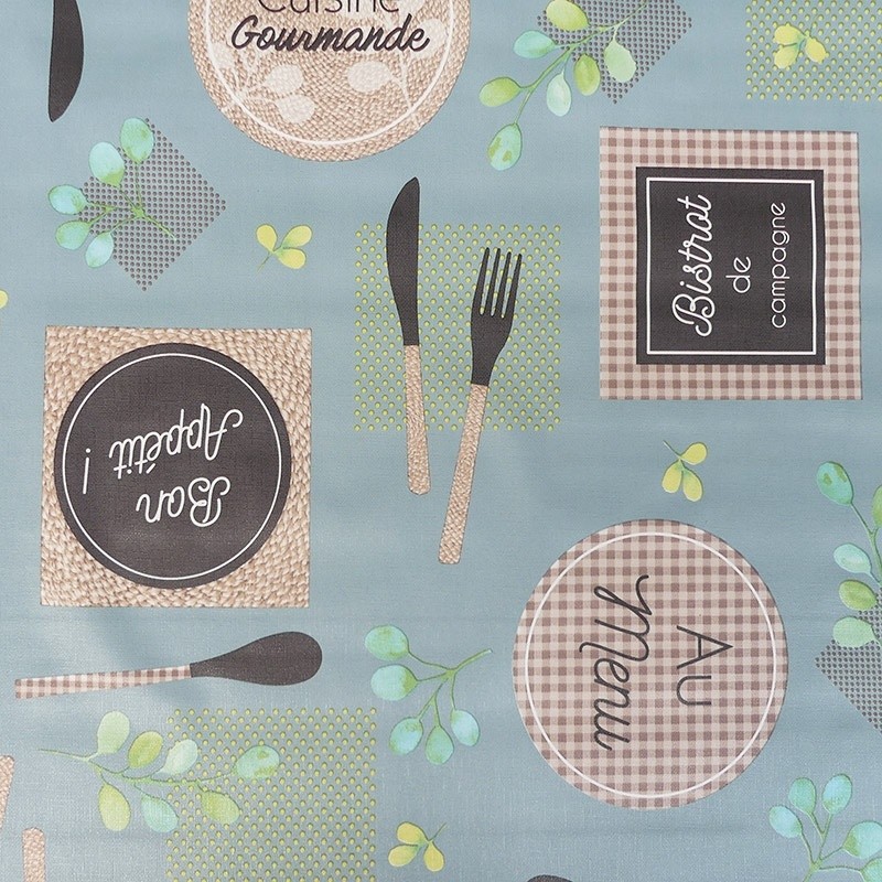 Coupon 3m Tissu Toile Cirée Restocampi Bleu