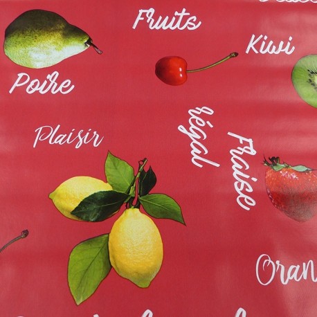 Coupon 3m Tissu Toile Ciree Fruiti Rouge  
