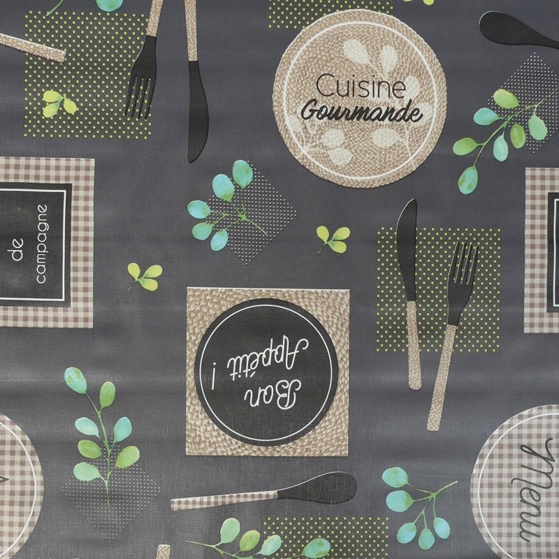 Coupon 3m Tissu Toile Cirée Restocampi Gris