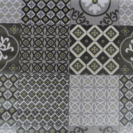 Coupon 3m Tissu Toile Ciree Kario Noir 
