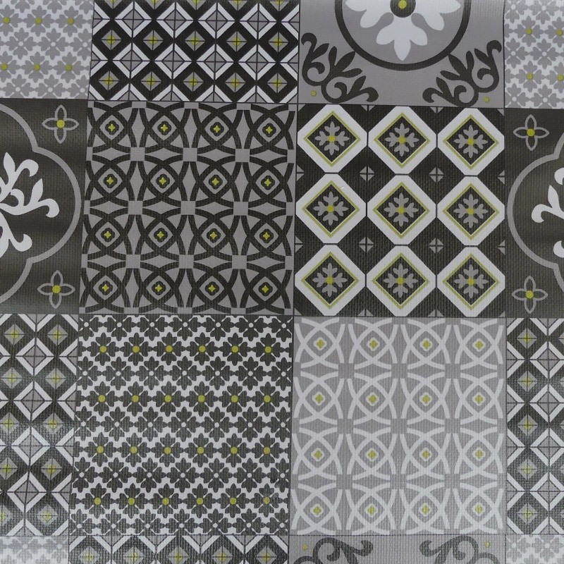 Coupon 3m Tissu Toile Ciree Kario Noir 