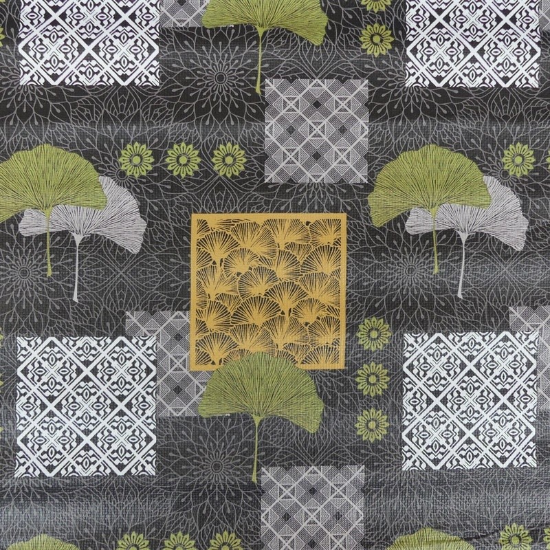 Coupon 3m Tissu Toile Ciree Carotine Noir
