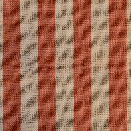 Coupon 3m Tissu Toile de Jute Imprimée Porto Terracotta