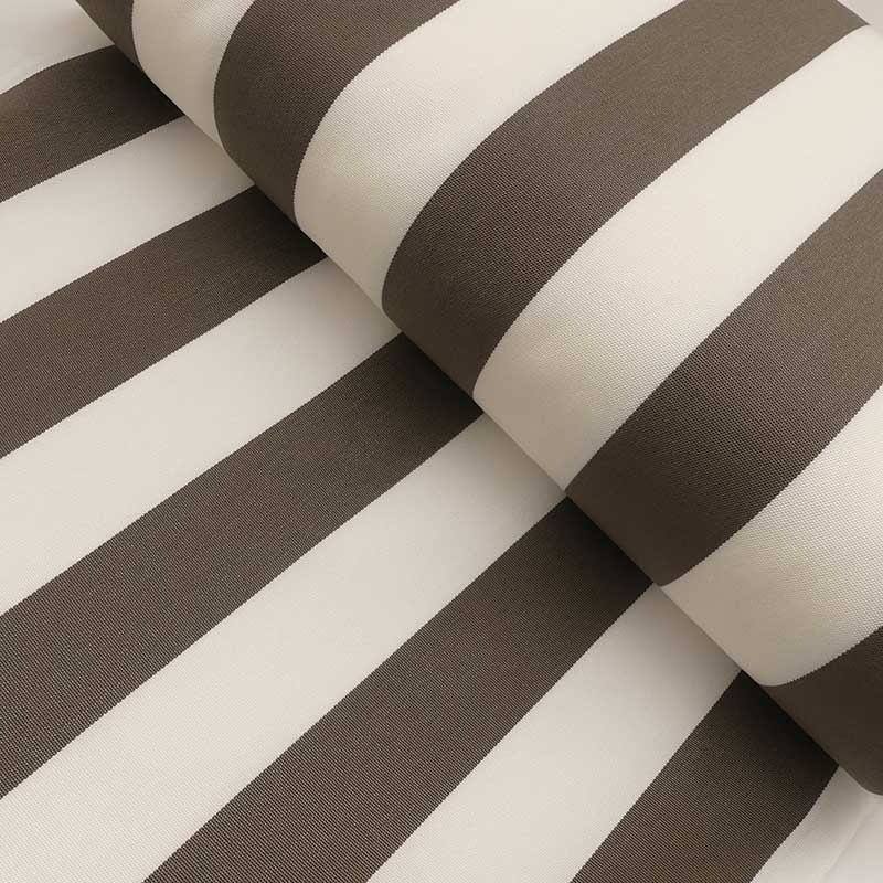 Coupon 3m Tissu Toile Transat Playa Rayure Blanc et Taupe 