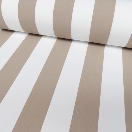 Coupon 3m Tissu Toile Outdoor Deperlante Rayure Beige 