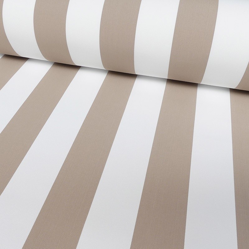 Coupon 3m Tissu Toile Outdoor Deperlante Rayure Beige 