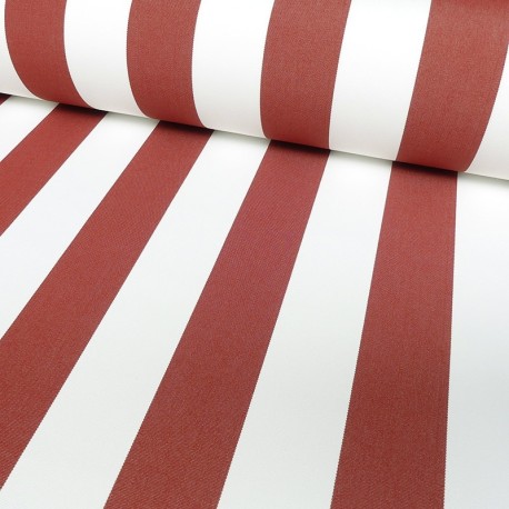 Coupon 3m Tissu Toile Outdoor Deperlante Rayure Terracotta 