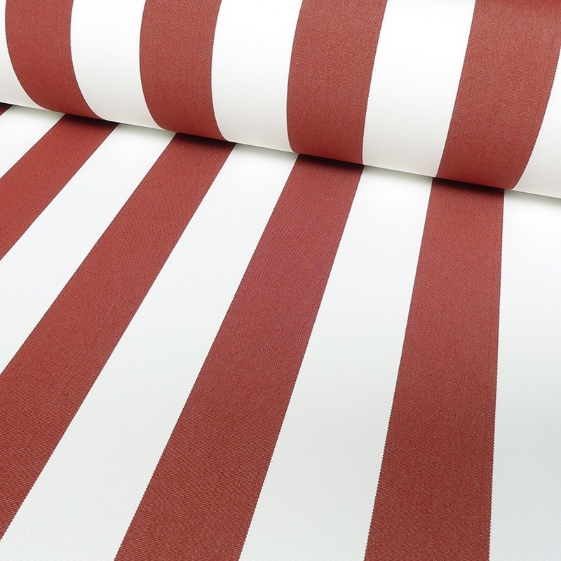Coupon 3m Tissu Toile Outdoor Deperlante Rayure Terracotta 