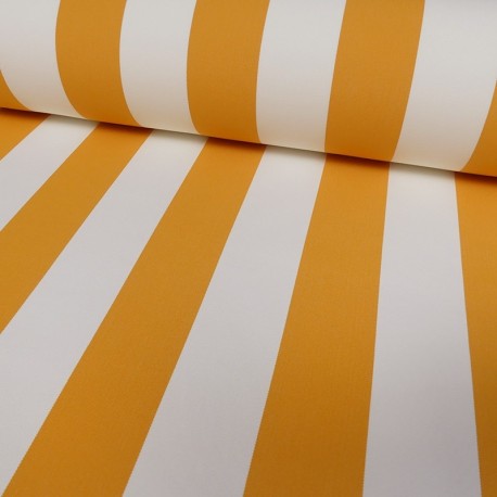 Coupon 3m Tissu Toile Outdoor Deperlante Rayure Jaune 