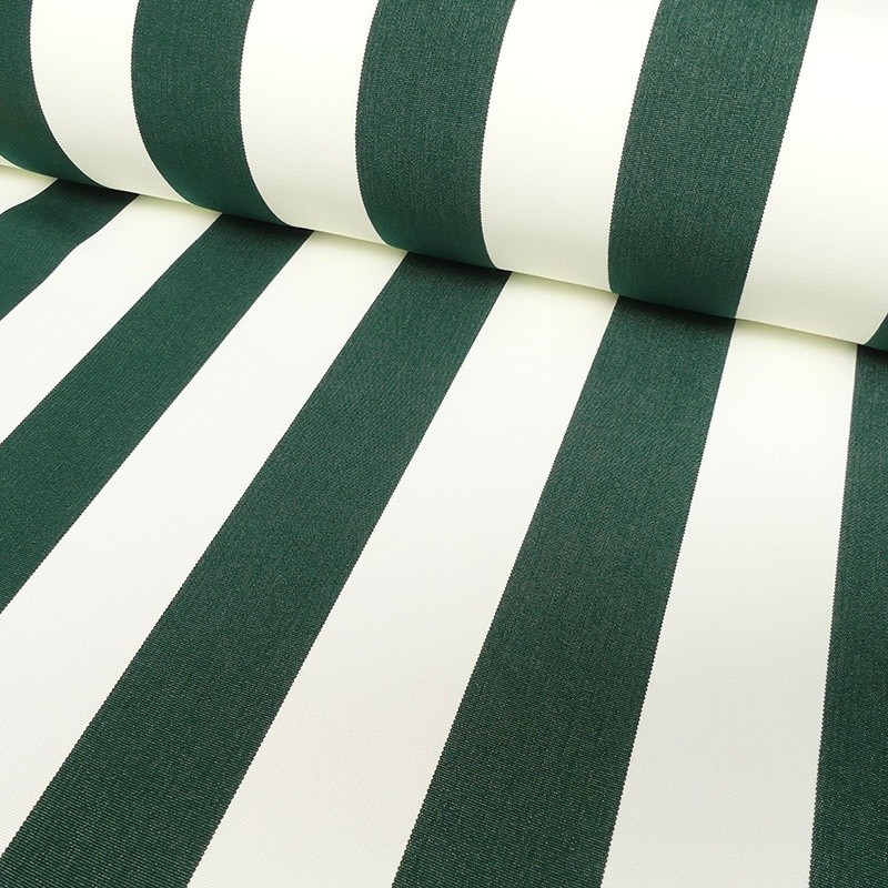 Coupon 3m Tissu Toile Outdoor Deperlante Rayure Vert Foncé