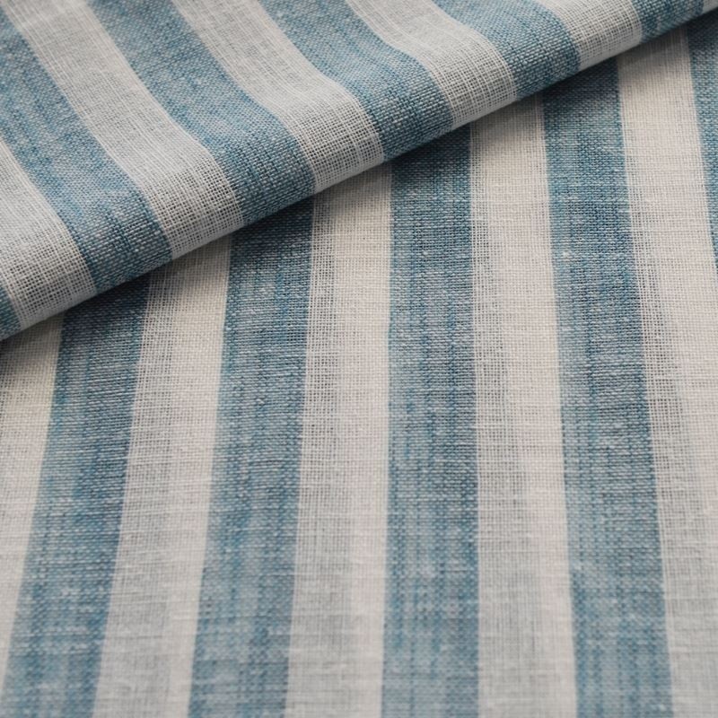 Coupon 3m Tissu Etamine RayéeTransat Bleu Paon