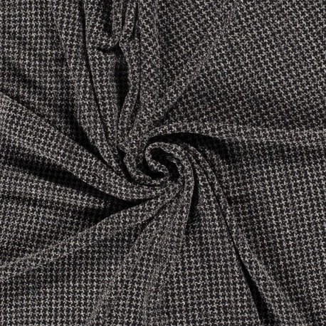 Coupon 3m Tissu Tricot Pied De Poule Argent 