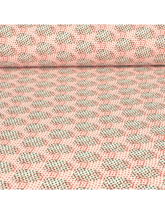Tissu coton imprimé points orange/vert