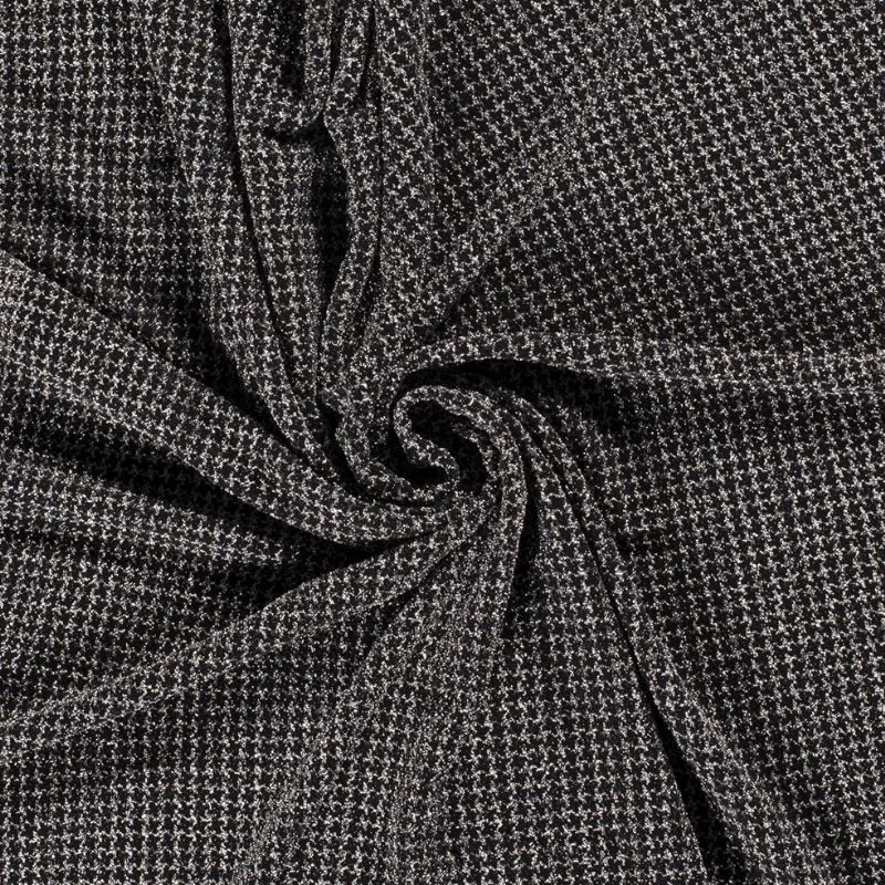 Coupon 3m Tissu Tricot Pied De Poule Argent 