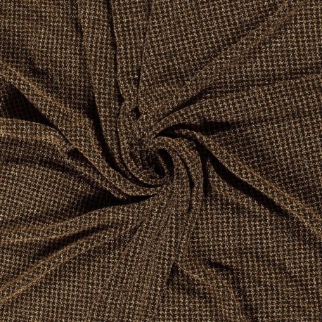 Coupon 3m Tissu Tricot Pied De Poule Doré