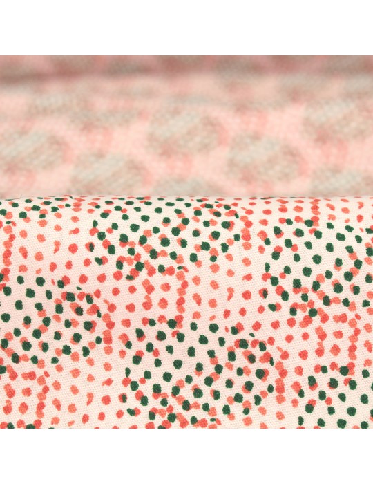 Tissu coton imprimé points orange/vert