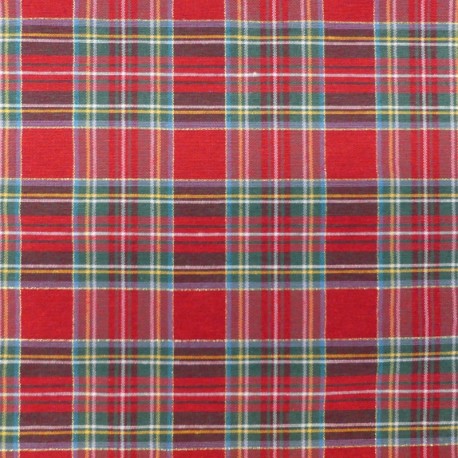 Coupon 3m Tissu Cuadro Gold Star Rouge Grande Largeur