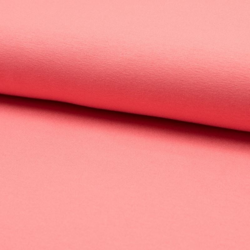 Coupon 3m Tissu Toile Tricot Viscose Unie Peche