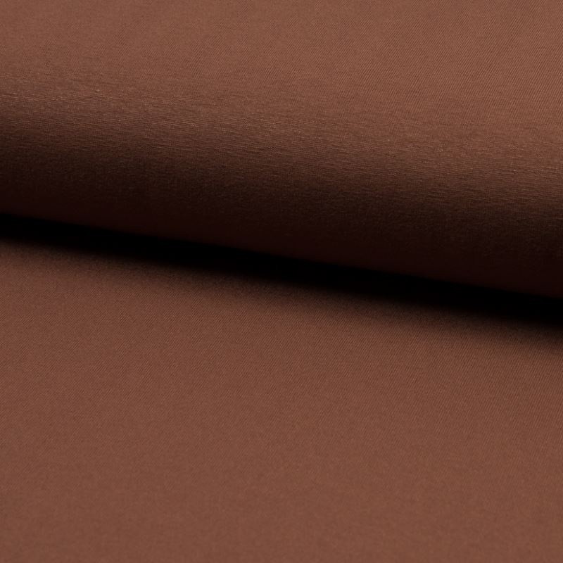 Coupon 3m Tissu Toile Tricot Viscose Unie Tabac