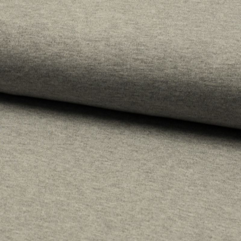 Coupon 3m Tissu Toile Tricot Viscose Unie Gris 