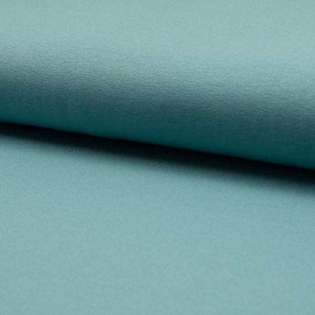 Coupon 3m Tissu Toile Tricot Viscose Unie Bleu Vert