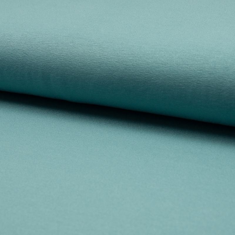 Coupon 3m Tissu Toile Tricot Viscose Unie Bleu Vert