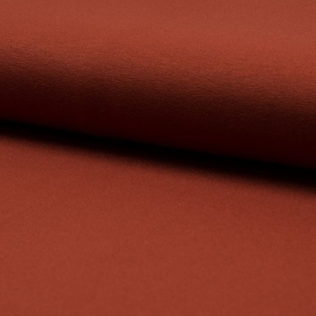 Coupon 3m Tissu Toile Tricot Viscose Unie Terracotta 