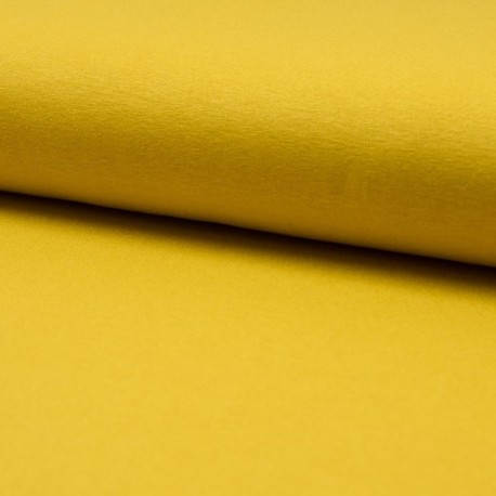 Coupon 3m Tissu Toile Tricot Viscose Unie Curry 