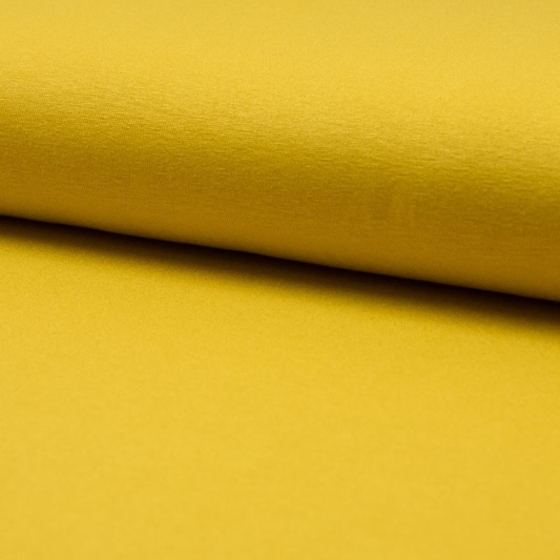 Coupon 3m Tissu Toile Tricot Viscose Unie Curry 