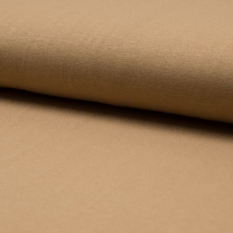 Coupon 3m Tissu Toile Tricot Viscose Unie Camel