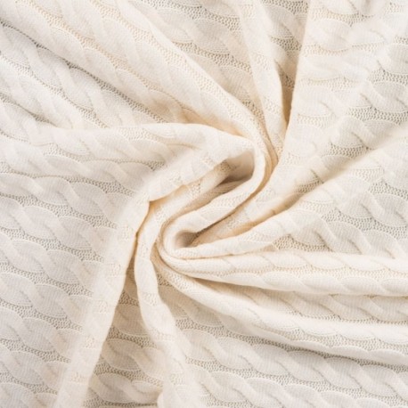 Coupon 3m Tissu Matilda Maille Torsadée Ecru 
