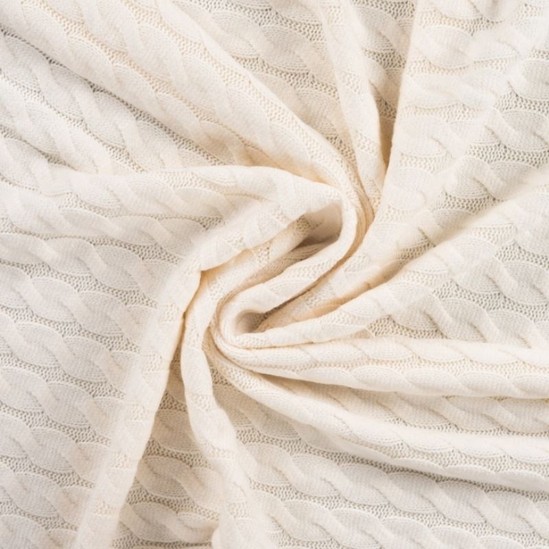 Coupon 3m Tissu Matilda Maille Torsadée Ecru 
