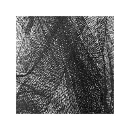 Coupon 3m Tissu Tulle Paillette Noir