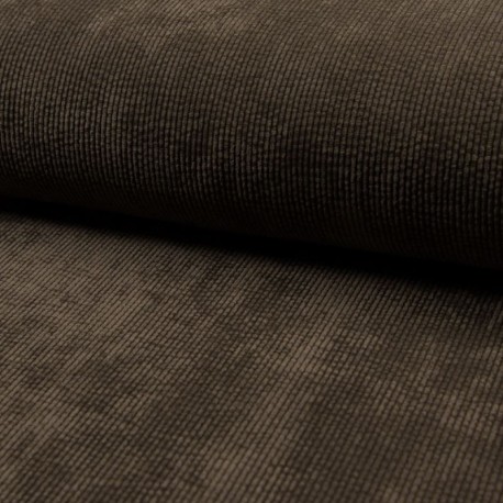 Coupon 3m Tissu Velours Cotele Chocolat