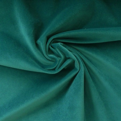 Coupon 3m Tissu Velours Aspect Coton Valgreta Bleu Paon 