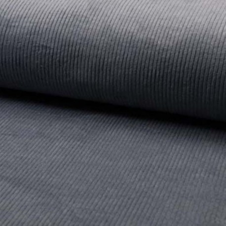 Coupon 3m Tissu Velours Côtelé Bleu