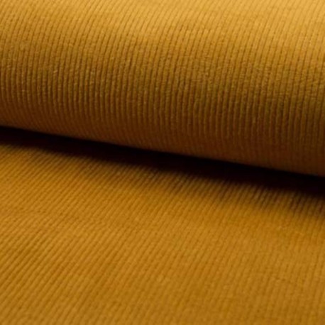 Coupon 3m Tissu Velours Cotele Moutarde