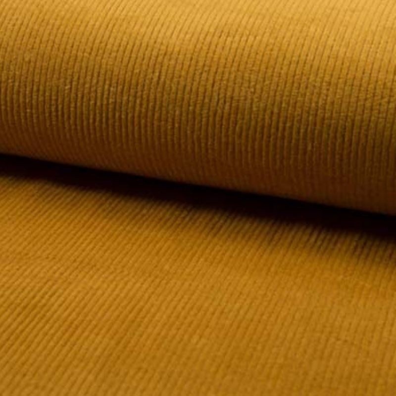 Coupon 3m Tissu Velours Cotele Moutarde