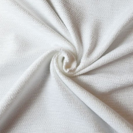 Coupon 3m Tissu Velours Chenillé Faro Uni Blanc