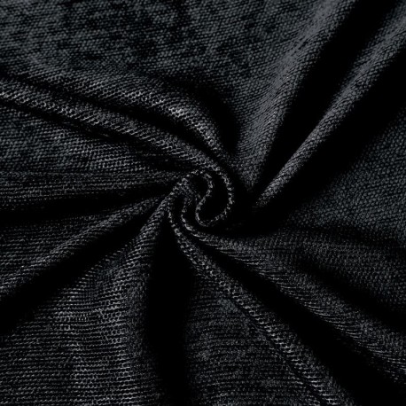 Coupon 3m Tissu Velours Chenillé Faro Uni Noir 