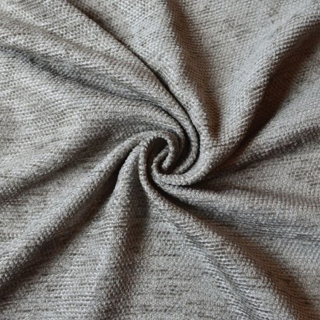Coupon 3m Tissu Velours Chenillé Faro Uni Gris Perle 