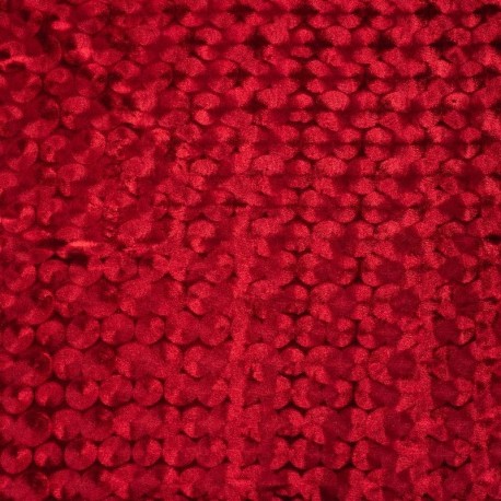 Coupon 3m Tissu Panne de Velours Relief Rouge 