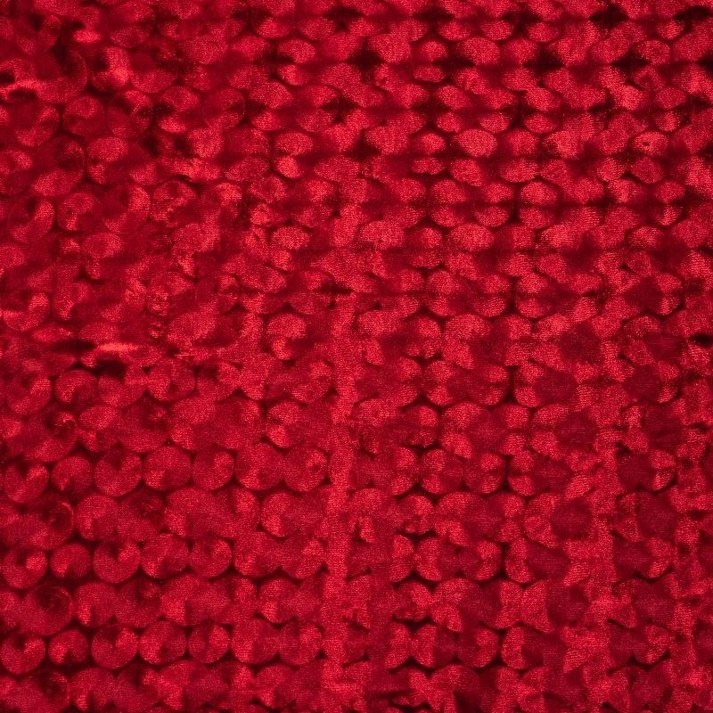 Coupon 3m Tissu Panne de Velours Relief Rouge 