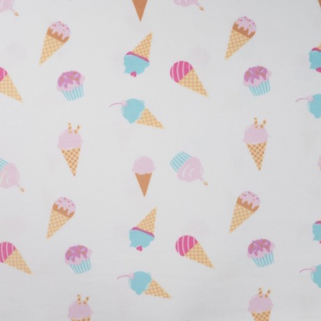 Coupon 3m Tissu Chilly Velours Imprimé Glace Blanc