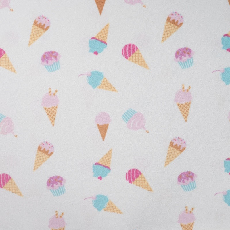 Coupon 3m Tissu Chilly Velours Imprimé Glace Blanc