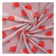 Coupon 3m Tissu Chilly Velours Imprimé Fraise Rose
