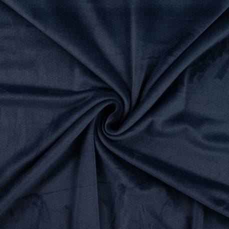 Coupon 3m Tissu Chilly Velours Uni Bleu Marine