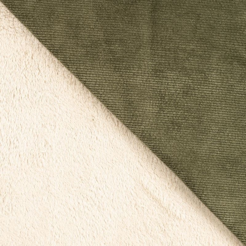 Coupon 3m Tissu Velours Côtelé Kaki Double Face Sherpa