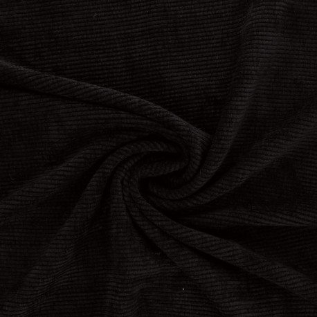 Coupon 3m Tissu Velours Côtelé Noir 